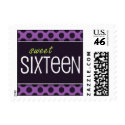 Sweet Sixteen Lime & Purple Dots Postage Stamps stamp