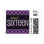 Sweet Sixteen Lime & Purple Dots Postage Stamps
