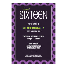 Sweet Sixteen Lime & Purple | Party Invitations