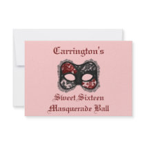 "Sweet Sixteen Masquerade Ball" Red/Black Mask [a] Personalized Invite