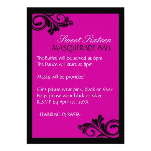 Sweet Sixteen Masquerade Invitation