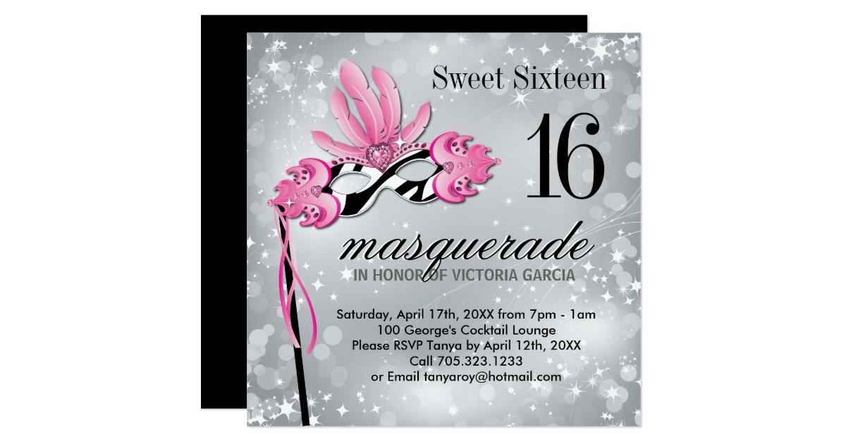 Sweet Sixteen Masquerade Party Invitation Zazzle