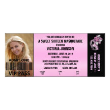 Sweet Sixteen Masquerade VIP Admission Ticket Invite