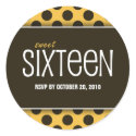 Sweet Sixteen Orange & Brown | RSVP Envelope Seals sticker