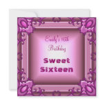Sweet Sixteen Pale Pink Frame 16th Birthday Party invitations