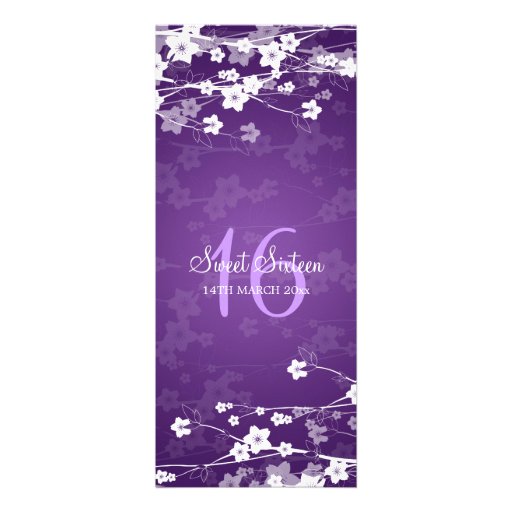 Sweet Sixteen Party Cherry Blossom Purple Custom Invitations