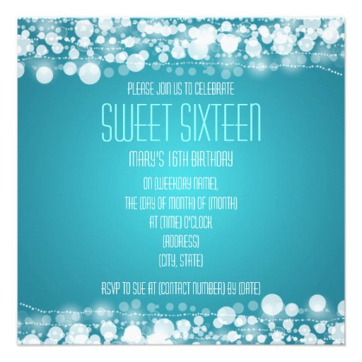 Sweet Sixteen Party Dotted Decoration Blue Personalized Invite