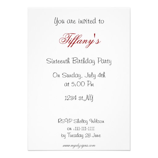 Sweet Sixteen party Invitation