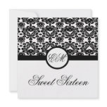 sweet sixteen party invite black gold chic damask invitations