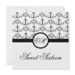 sweet sixteen party invite black gold chic damask invitations