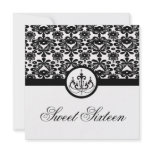sweet sixteen party invite black gold chic damask invitations