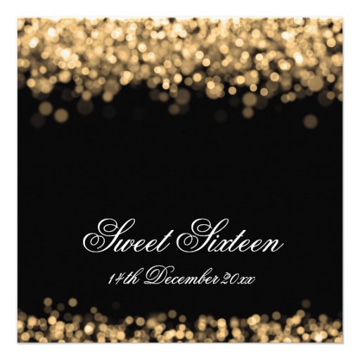Sweet Sixteen Party Shimmering Gold Lights Personalized Invitation