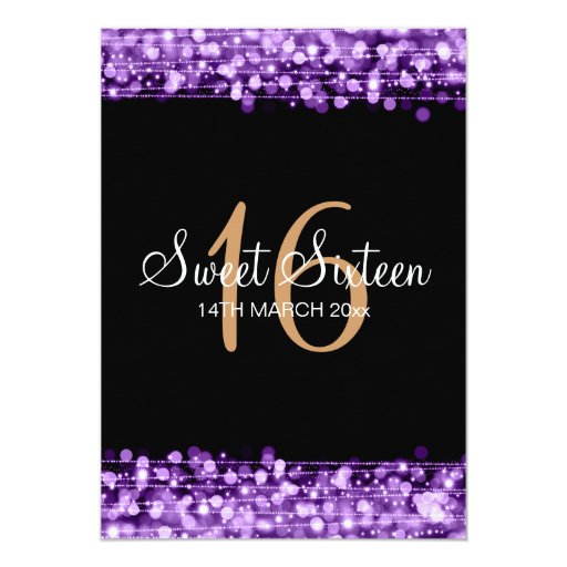 Sweet Sixteen Party Sparkles Purple Custom Invitation