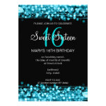 Sweet Sixteen Party Sparkles Turquoise Custom Invites