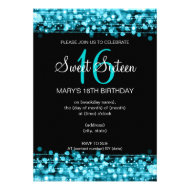 Sweet Sixteen Party Sparkles Turquoise Custom Invites