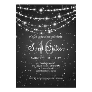 Sweet Sixteen Party Sparkling Chain Black Announcements