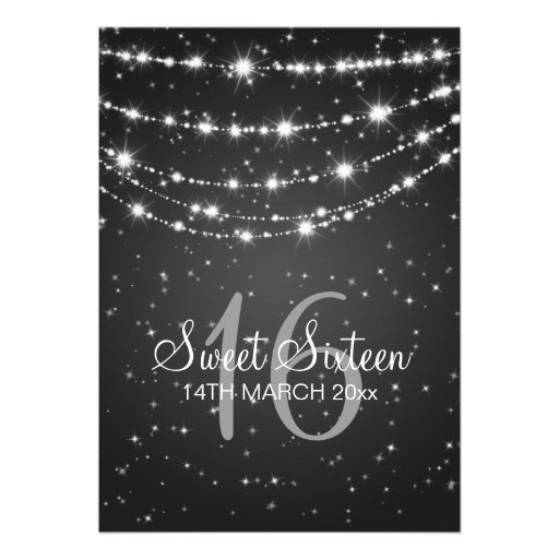 Sweet Sixteen Party Sparkling Chain Black Announcements