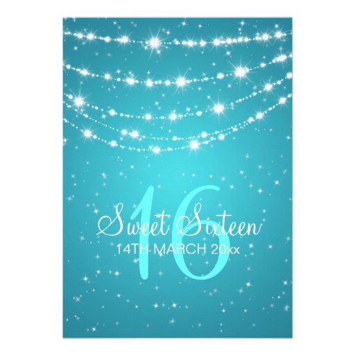 Sweet Sixteen Party Sparkling Chain Blue Custom Invitation
