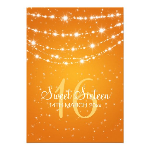 Sweet Sixteen Party Sparkling Chain Orange Custom Invite