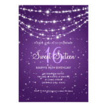 Sweet Sixteen Party Sparkling Chain Purple Personalized Announcement