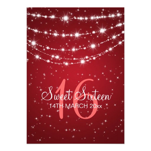 Sweet Sixteen Party Sparkling Chain Red Cards