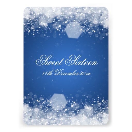 Sweet Sixteen Party Sparkling Night 2 Blue Custom Invites