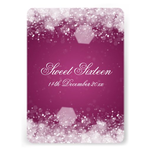 Sweet Sixteen Party Sparkling Night 2 Pink Invitations