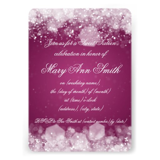 Sweet Sixteen Party Sparkling Night 2 Pink Invitations