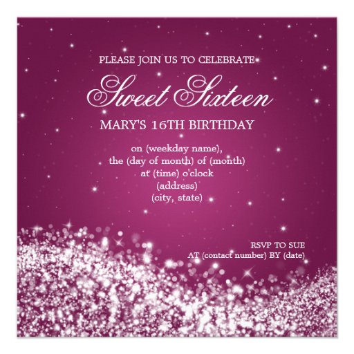 Sweet Sixteen Party Sparkling Wave Pink Custom Invitation