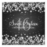 Sweet Sixteen Party Winter Sparkle Black Invites