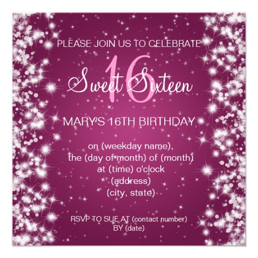 Sweet Sixteen Party Winter Sparkle Custom Invitation