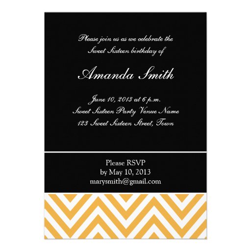 SWEET SIXTEEN PARTY YELLOW CHEVRON CUSTOM ANNOUNCEMENTS