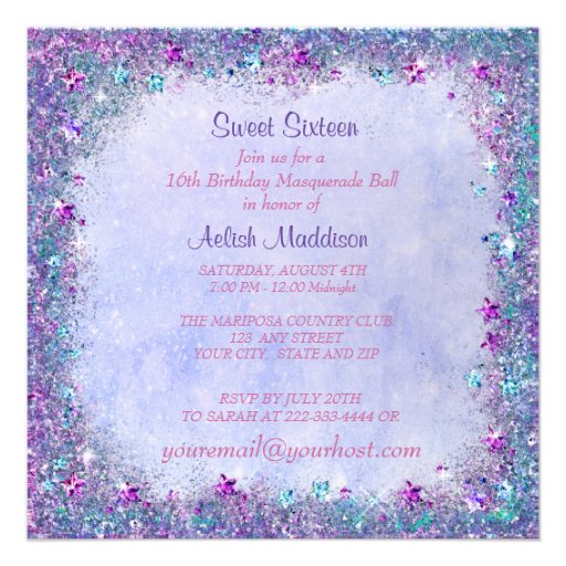 Sweet Sixteen Peacock Masquerade Party Custom Invitations
