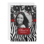 Sweet Sixteen Photo Zebra Lace Invitation Red
