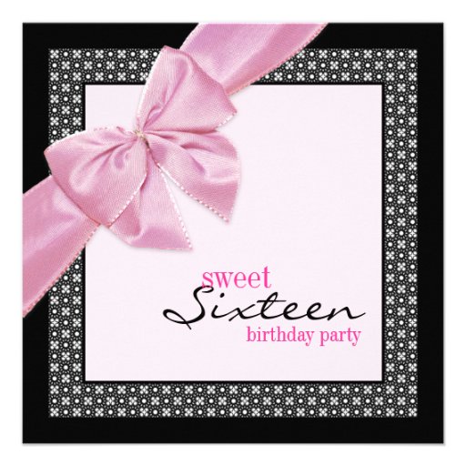 Sweet Sixteen Pink Black Birthday Party invitation