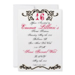 sweet sixteen,pink,black,chic,invite,classic,cute
