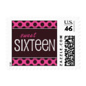 Sweet Sixteen Pink & Chocolate Dots Postage Stamps stamp