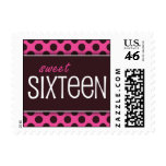 Sweet Sixteen Pink & Chocolate Dots Postage Stamps