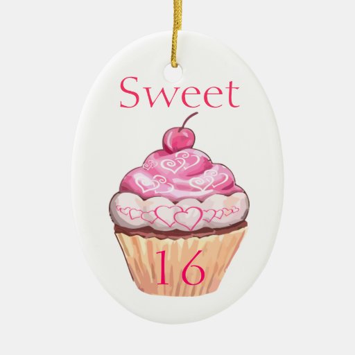 sweet sixteen pink cupcake with hearts christmas ornament sweet sixteen pink cupcake with hearts christmas ornament