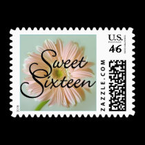 Sweet Sixteen Pink Daisy Postage Stamps stamps