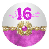 "sweet sixteen" pink gold 16 birthday stickers