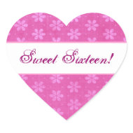 Sweet Sixteen Pink Little Flowers Birthday sticker