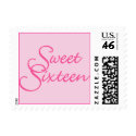 Sweet Sixteen Pink Postage Stamps