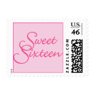 Sweet Sixteen Pink Postage Stamps stamp