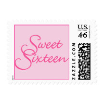Sweet Sixteen Pink Postage Stamps