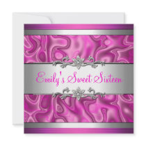 Sweet Sixteen Pink Silver Diamond jewel 2 Custom Invites