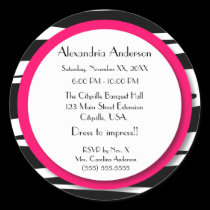 Sweet Sixteen Pink Zebra Lollipop Invitation Back stickers