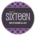 Sweet Sixteen Purple Dots | RSVP Envelope Seals sticker