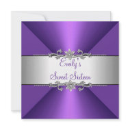 Sweet Sixteen Purple Silver Birthday Party invitation