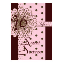Sweet Sixteen Retro Polka Dot Invitation - Cust. invitations